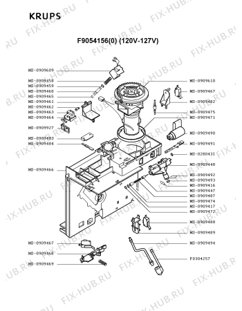 Взрыв-схема кофеварки (кофемашины) Krups F9054156(0) - Схема узла AP001876.6P4