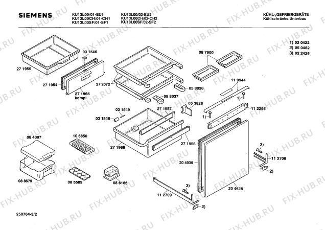 Взрыв-схема холодильника Siemens KU13L00CH - Схема узла 02