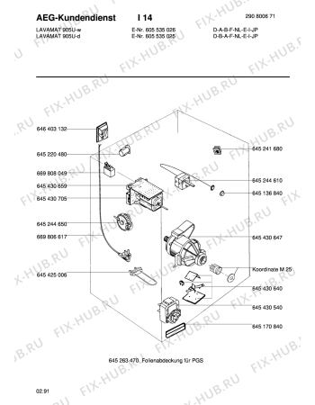 Взрыв-схема стиральной машины Aeg LAV905U D - Схема узла Electrical equipment 268