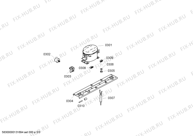 Взрыв-схема холодильника Siemens KK23F68TI - Схема узла 03