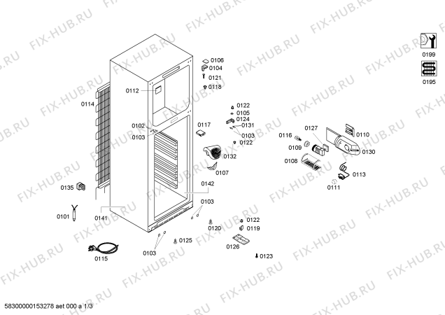 Схема №2 3FEW2420 с изображением Дверь морозильной камеры для холодильника Bosch 00686332