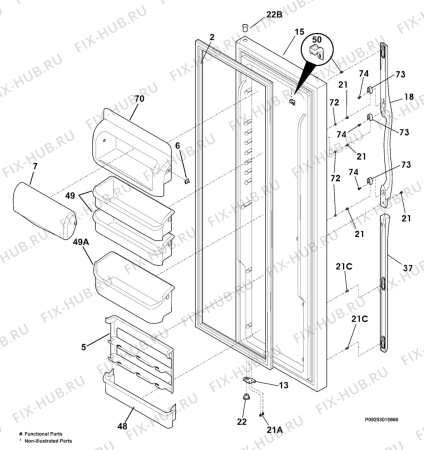 Взрыв-схема холодильника Electrolux ENL6298 - Схема узла Refrigerator door