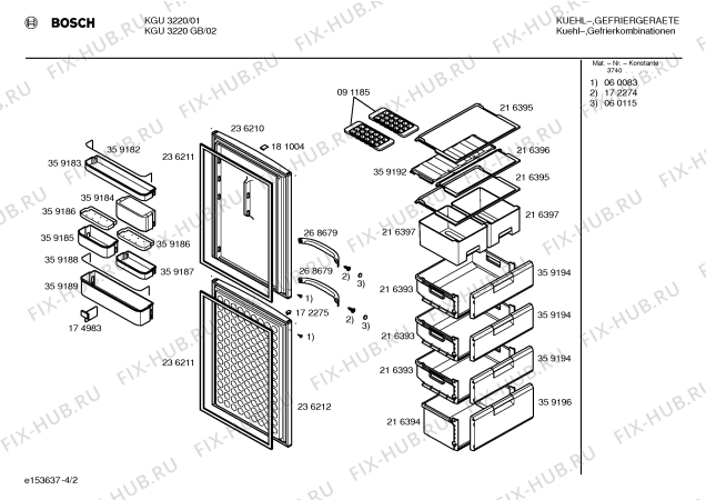 Взрыв-схема холодильника Bosch KGU3220 - Схема узла 02
