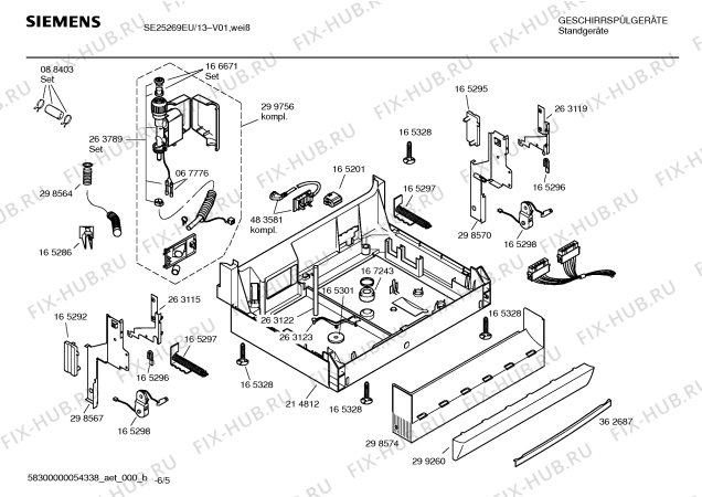 Взрыв-схема посудомоечной машины Siemens SE25269EU - Схема узла 05