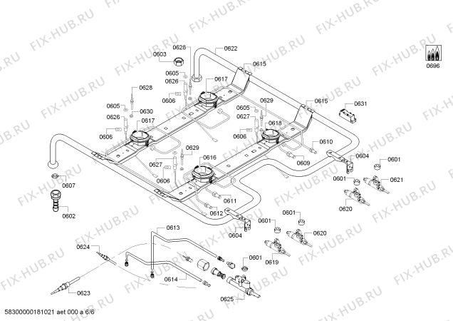 Взрыв-схема плиты (духовки) Siemens HP233510M Siemens - Схема узла 06