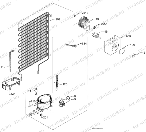Взрыв-схема холодильника Arthurmartinelux ARN2931 - Схема узла Cooling system 017
