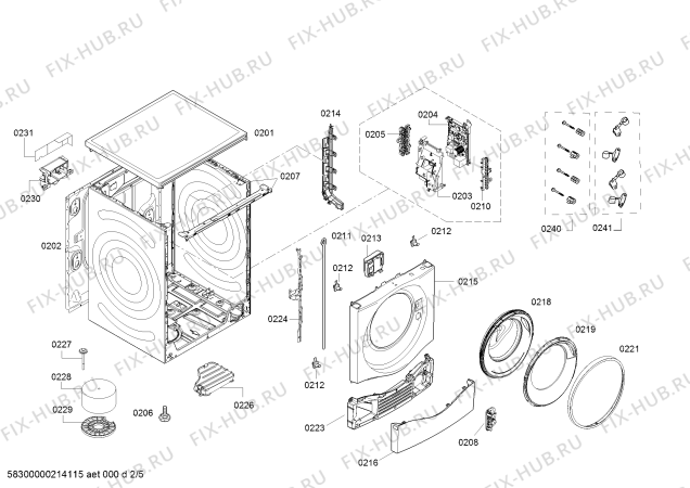 Взрыв-схема стиральной машины Bosch WAU28640TC - Схема узла 02