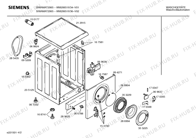 Схема №4 WM20651II SIWAMAT 2065 с изображением Панель управления для стиралки Siemens 00353290