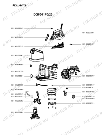Схема №1 DG8571F0/23 с изображением Ручка для утюга (парогенератора) Rowenta CS-00137696