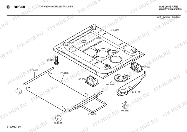 Взрыв-схема стиральной машины Bosch WOH6230FF TOP6230 - Схема узла 04