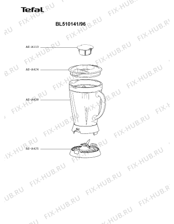 Взрыв-схема блендера (миксера) Tefal BL510141/96 - Схема узла NP003094.7P2