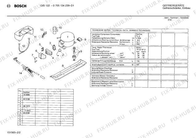 Взрыв-схема холодильника Bosch 0705134239 GIS122 - Схема узла 02