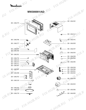 Схема №1 MW300001/AD с изображением Часовой механизм для микроволновки Moulinex SS-186307