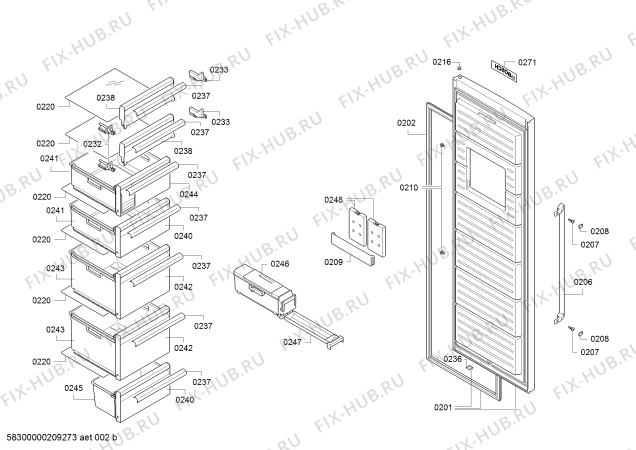 Взрыв-схема холодильника Bosch GSN36AI33C - Схема узла 02