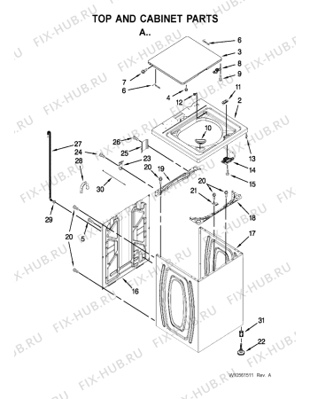 Схема №4 3LWTW4740YQ с изображением Шуруп Whirlpool 480110100164