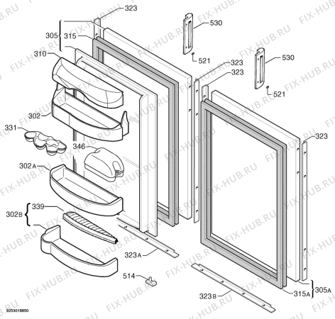 Взрыв-схема холодильника Rex Electrolux RT13/8 - Схема узла Door 003