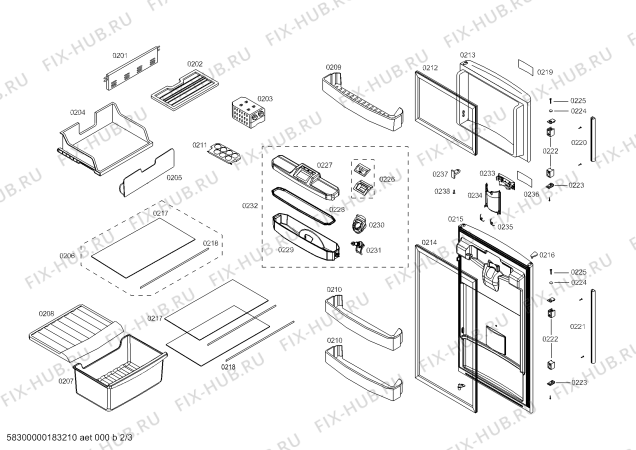 Схема №3 KDN26BL121 REF BOSCH ECO-TT261 IXL 220V/60HZ с изображением Дверь для холодильной камеры Bosch 00715966