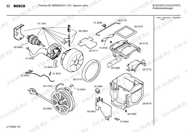 Взрыв-схема пылесоса Bosch BBS8242 PERFECTA 82 - Схема узла 02