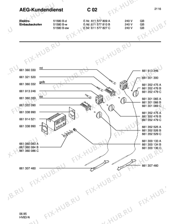 Взрыв-схема плиты (духовки) Aeg COMP. 51580B-D GB - Схема узла Section9