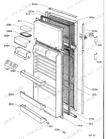 Взрыв-схема холодильника Zanussi ZP280/2T - Схема узла Door 003