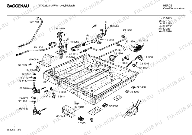 Схема №2 KG223214AU01 с изображением Инструкция по эксплуатации Gaggenau для плиты (духовки) Bosch 00522396