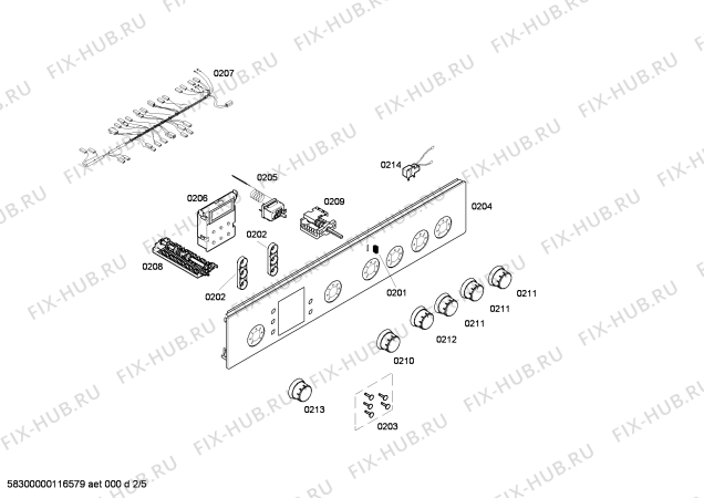 Взрыв-схема плиты (духовки) Bosch HSV74D050R - Схема узла 02