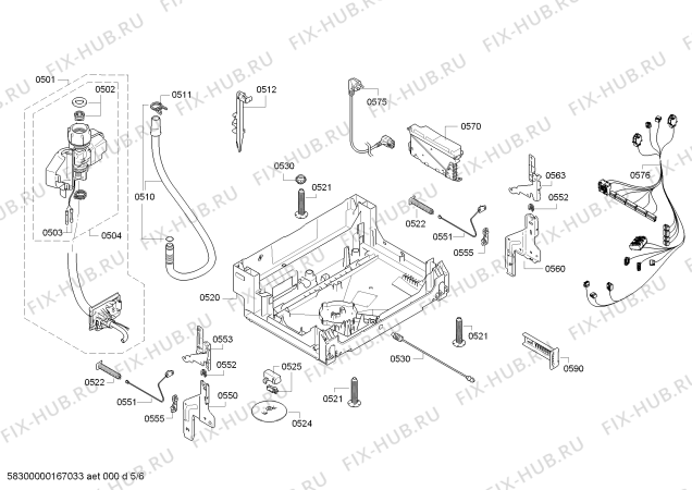 Схема №6 SN66L530EU с изображением Панель управления для посудомойки Siemens 00790213