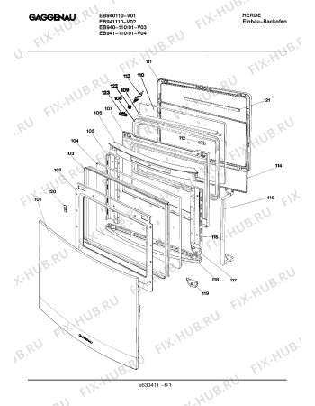 Схема №8 EB940110 с изображением Корпус духовки для электропечи Bosch 00233554
