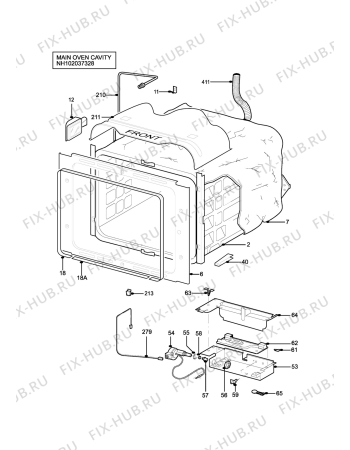 Взрыв-схема плиты (духовки) Zanussi ZCG7700XN - Схема узла H10 Main Oven Cavity (large)