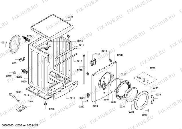 Взрыв-схема стиральной машины Bosch WAE28343 Bosch Maxx 6 VarioPerfect - Схема узла 02