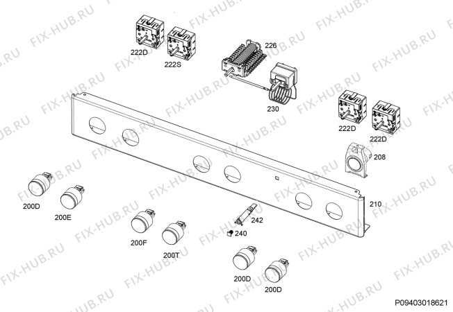 Взрыв-схема плиты (духовки) Voss Electrolux ELK13039HV - Схема узла Command panel 037