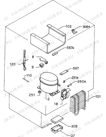 Взрыв-схема холодильника Rex FI1510D - Схема узла Refrigerator cooling system