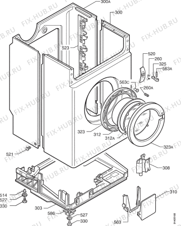 Взрыв-схема стиральной машины Electrolux EW606F - Схема узла Cabinet + armatures