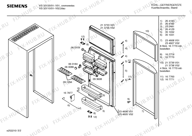 Схема №3 KS32V10 с изображением Клапан для холодильника Siemens 00264182