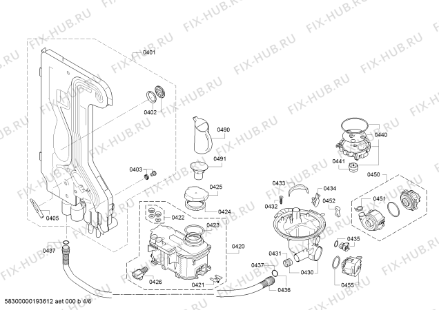 Взрыв-схема посудомоечной машины Siemens SN45D810SK IQ300 - Схема узла 04