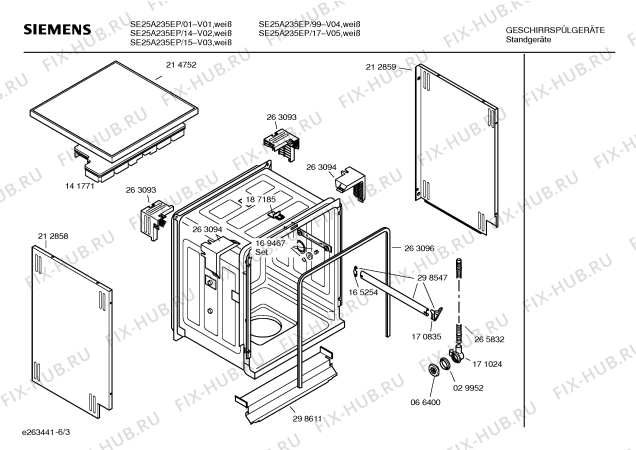Взрыв-схема посудомоечной машины Siemens SE25A235EP - Схема узла 03