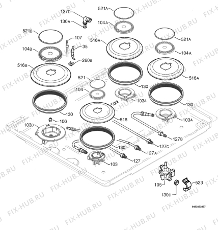 Взрыв-схема плиты (духовки) Zanussi ZGG64ITN - Схема узла Functional parts