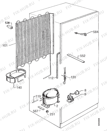 Взрыв-схема холодильника Zanussi ZK56/48RAL - Схема узла Cooling system 017