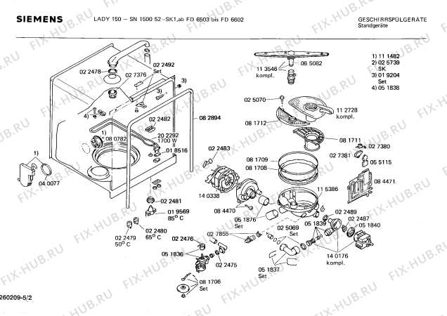Взрыв-схема посудомоечной машины Siemens SN150052 - Схема узла 02