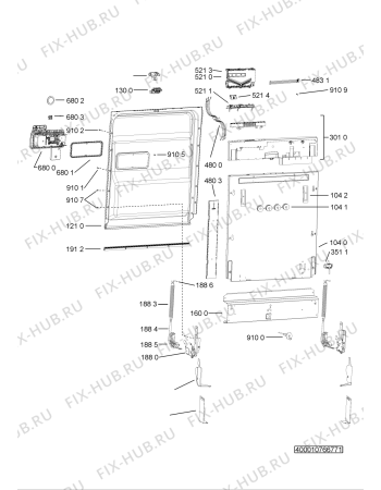 Взрыв-схема посудомоечной машины Whirlpool KDFX6041 (F091676) - Схема узла