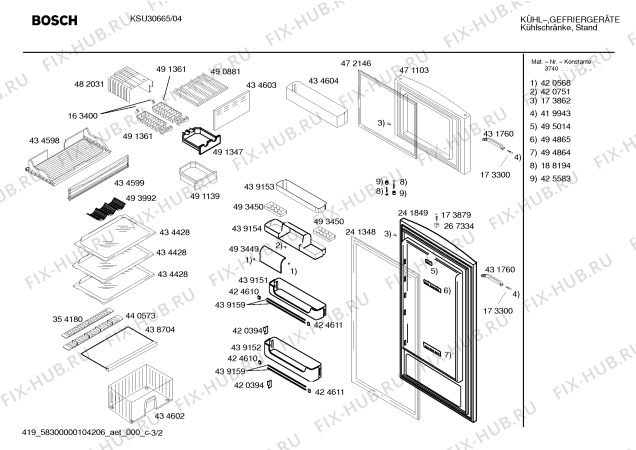 Схема №3 KSU32640 с изображением Компрессор для холодильной камеры Bosch 00143524