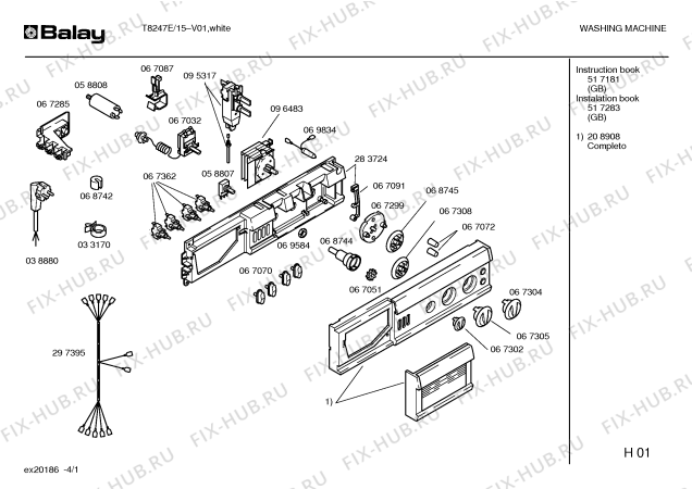 Схема №3 T8247E с изображением Кабель для стиралки Bosch 00297395