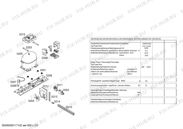 Схема №2 K2134W5 с изображением Компрессор для холодильника Siemens 00144211