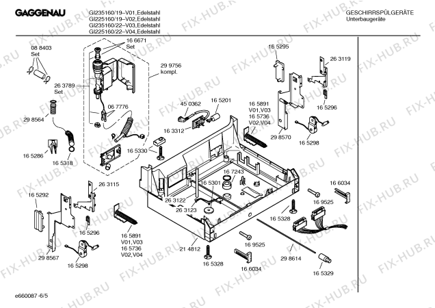 Схема №5 GI235160 с изображением Инструкция по эксплуатации Gaggenau для электропосудомоечной машины Bosch 00526426