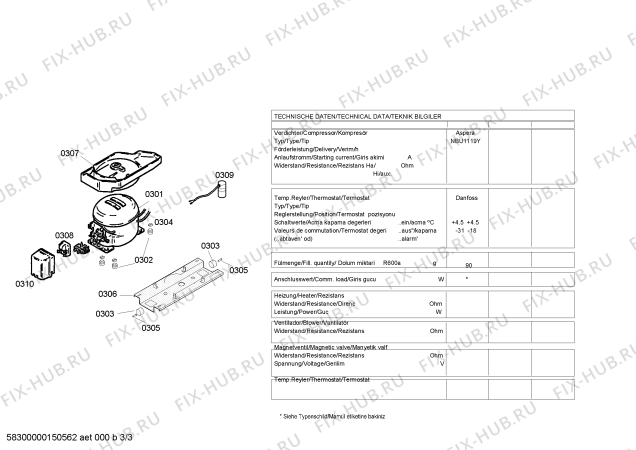 Схема №3 KD42VX01NE с изображением Дверь для холодильной камеры Siemens 00710550