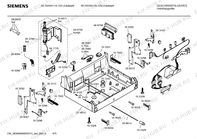 Взрыв-схема посудомоечной машины Siemens SE70A591 - Схема узла 05