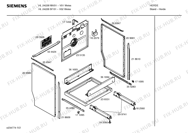 Схема №4 HL24228SF с изображением Стеклокерамика для электропечи Siemens 00239231