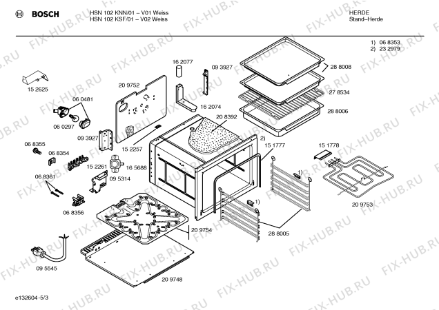Взрыв-схема плиты (духовки) Bosch HSN102KNN - Схема узла 03