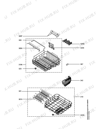 Взрыв-схема посудомоечной машины Aeg Electrolux FAV40760U - Схема узла Baskets, tubes 061