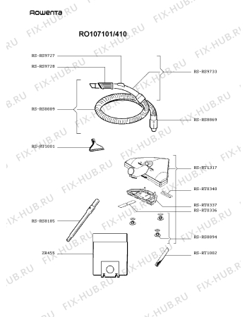 Взрыв-схема пылесоса Rowenta RO107101/410 - Схема узла UP000751.8P2